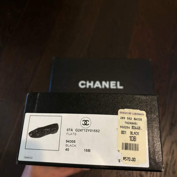 Chanel Cambon black flats oversized double logo quilted ballet flat size 40 - Picture 14 of 16